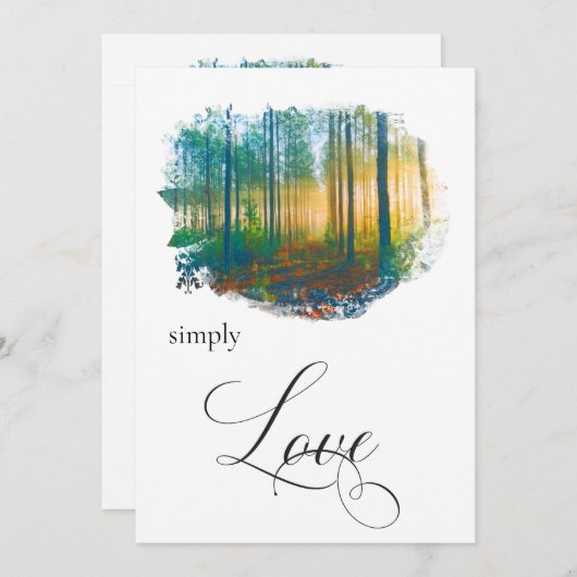 "Einfache LIEBE Waldwälder Rustikale Einladung (Vorne/Hinten)