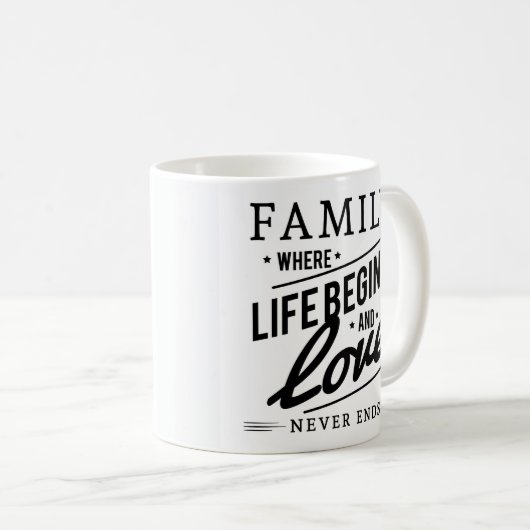 Einfache Liebe Wärme Zitat Familienweißer Schwarz  Kaffeetasse (VorderseiteRechts)
