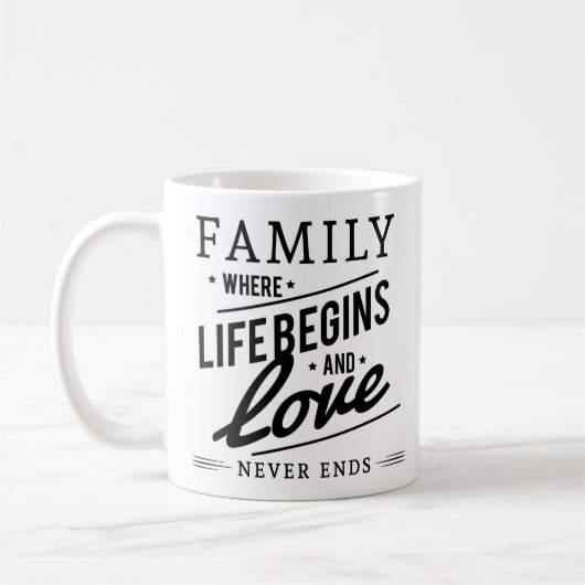 Einfache Liebe Wärme Zitat Familienweißer Schwarz Kaffeetasse (Links)