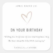 Einfache Liebe Weißer Schimmer Herzstück Geburtsta Quadratischer Aufkleber (Vorderseite)