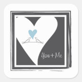 Einfache Liebesgeburten Lichtblau Herz Gastgeschen Quadratischer Aufkleber (Vorderseite)