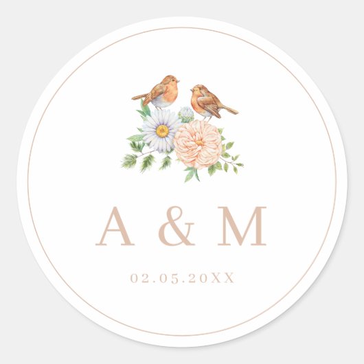 Einfache Liebesvögel Runder Aufkleber (Vorderseite)