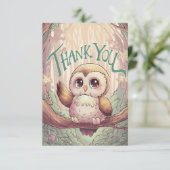 Einfache liebliche Eule Dankeskarte (Stehend Vorderseite)