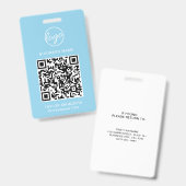 Einfache Light Blue QR Code Mitarbeiter-ID Ausweis (Vorder- & Rückseite)