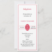 Einfache Light Red Baby Dusche nach Maß Einladung (Vorderseite)