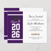 Einfache Lila Abschluss-Einladung (Vorne/Hinten)