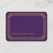 Einfache Lila Art Deco Hochzeiten Platzkarten (Rückseite)