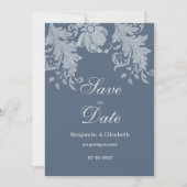 Einfache lila blaue Blumenspitze Save the Date Einladung (Vorderseite)