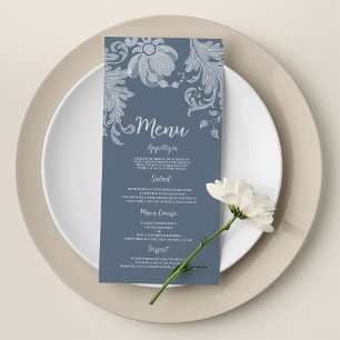 Einfache lila blauen Blumenstrauß Hochzeitmenü Programm