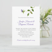 Einfache Lila Blossom Grüne Steppdecke Hochzeit Einladung (Stehend Vorderseite)