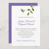 Einfache Lila Blossom Grüne Steppdecke Hochzeit Einladung (Vorne/Hinten)