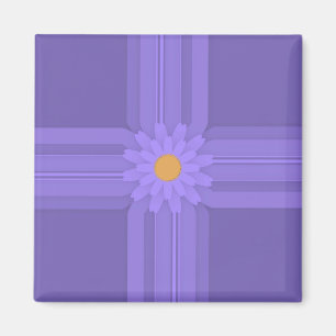 Einfache lila Blume auf modernem Kreuz Magnet