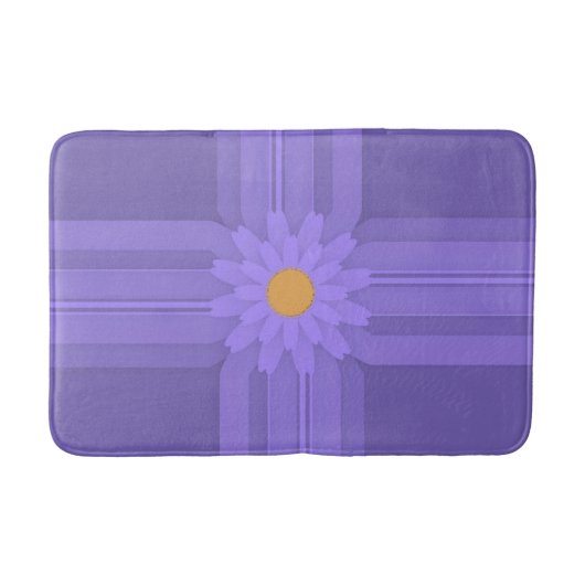 Einfache Lila Blume über Cross Modern Badematte (Vorderseite)