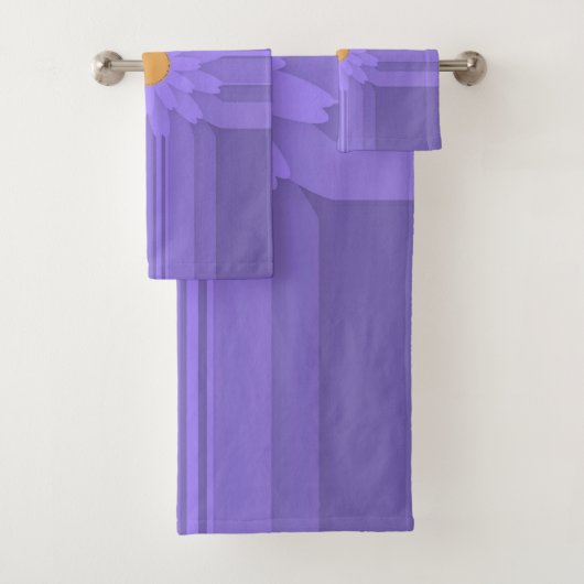 Einfache Lila Blume über Cross Modern Badhandtuch Set (Insitu)