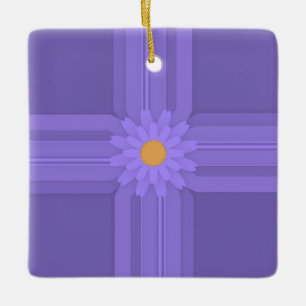Einfache Lila Blume über Cross Modern Keramikornament