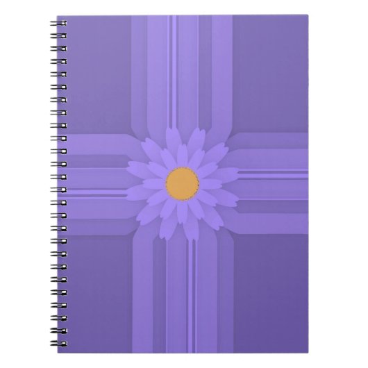 Einfache Lila Blume über Cross Modern Notizblock (Vorderseite)