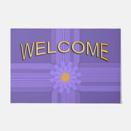 Einfache Lila Blume über Cross Welcome Fußmatte (Vorderseite)