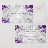Einfache Lila Blumen & Silber Moderne Schrift Visitenkarte (Vorne/Hinten)