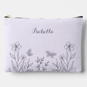 Einfache lila Blumen Zubehörtasche