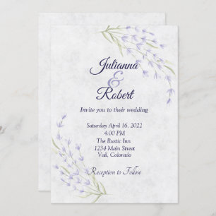 Einfache lila Blumenhochzeit Einladung