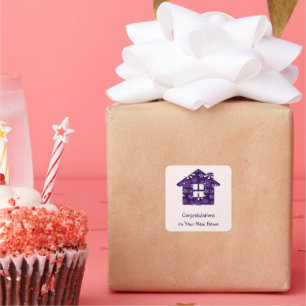 Einfache Lila Blush-Glückwunsch auf Ihrer neuen Zu Quadratischer Aufkleber