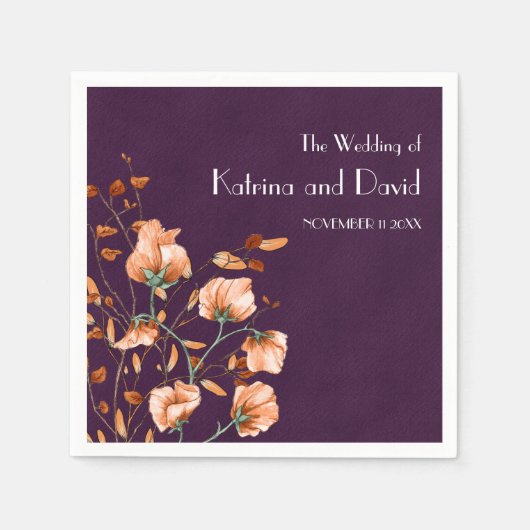 Einfache Lila Burnt Orange Hochzeit im Herbst Serviette (Vorderseite)