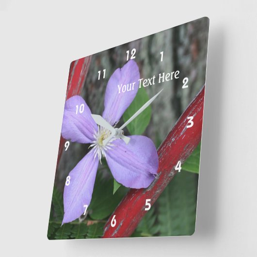 Einfache Lila Clematis-Blume Quadratische Wanduhr (Winkel)