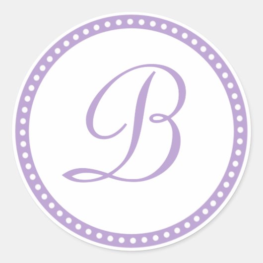 Einfache Lila-Dot-Monogramm-Anfangskleber Runder Aufkleber (Vorderseite)