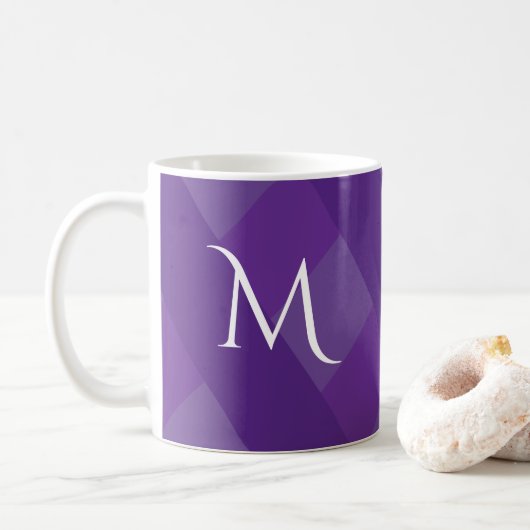 Einfache Lila Einzelinitialen Süß Kaffeetasse (Mit Donut)