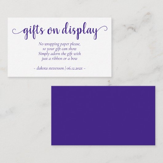 Einfache Lila Geschenke auf Display | Trauben Begleitkarte (Vorne/Hinten)