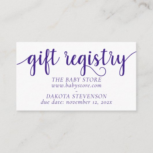 Einfache Lila Geschenkregistrierung | Trauben Begleitkarte (Vorderseite)