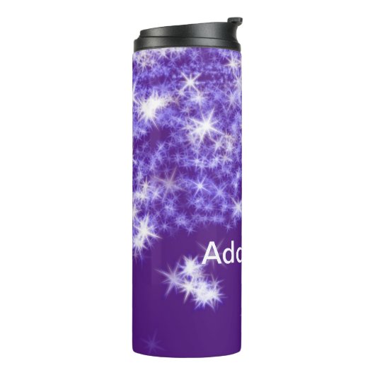 Einfache lila Glitzer funkelnde Sterne fügen Ihren Thermosbecher (Nach links gedreht)