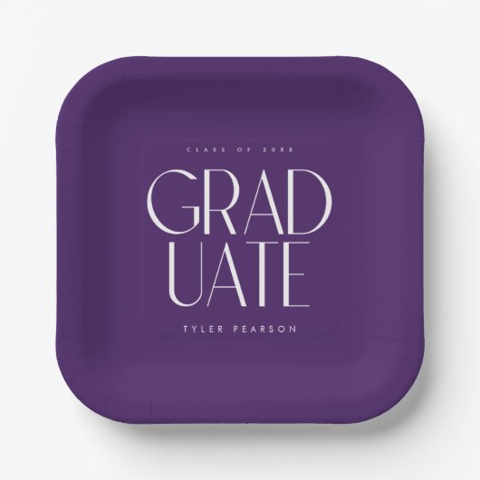Einfache Lila Graduierungsparty Pappteller (Vorderseite)