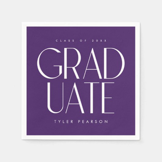 Einfache Lila Graduierungsparty Serviette (Vorderseite)
