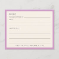 Einfache Lila Grenz-Personalisierte Rezept-Karte