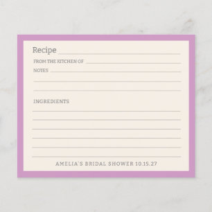 Einfache Lila Grenz-Personalisierte Rezept-Karte