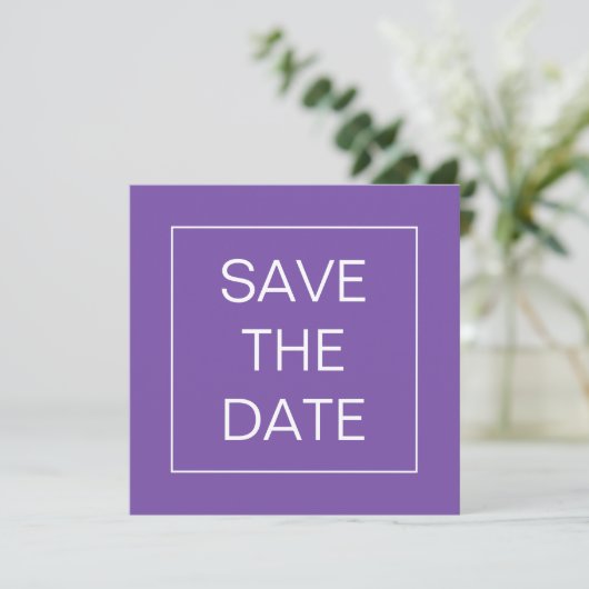 Einfache Lila Grenze Save The Date (Stehend Vorderseite)