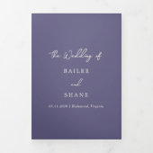 Einfache Lila Hochzeit Dreifach Gefaltete Einladung (Cover)