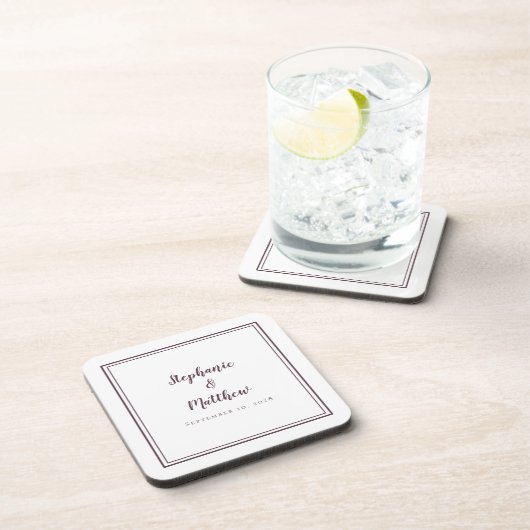 Einfache Lila Hochzeit Moderne Minimalistische Neu Getränkeuntersetzer (Rechte Seite)