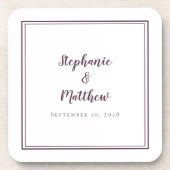 Einfache Lila Hochzeit Moderne Minimalistische Neu Getränkeuntersetzer (Vorderseite)