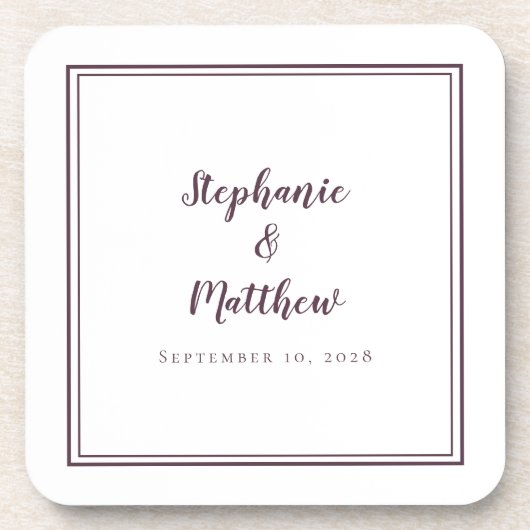 Einfache Lila Hochzeit Moderne Minimalistische Neu Getränkeuntersetzer (Vorderseite)
