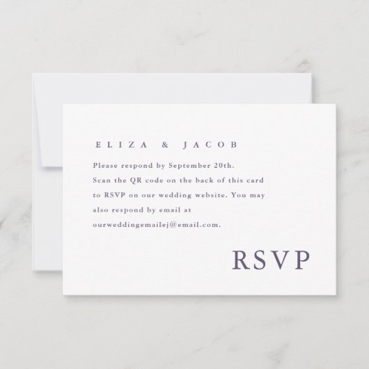Einfache Lila Hochzeit RSVP QR Code (Vorderseite)