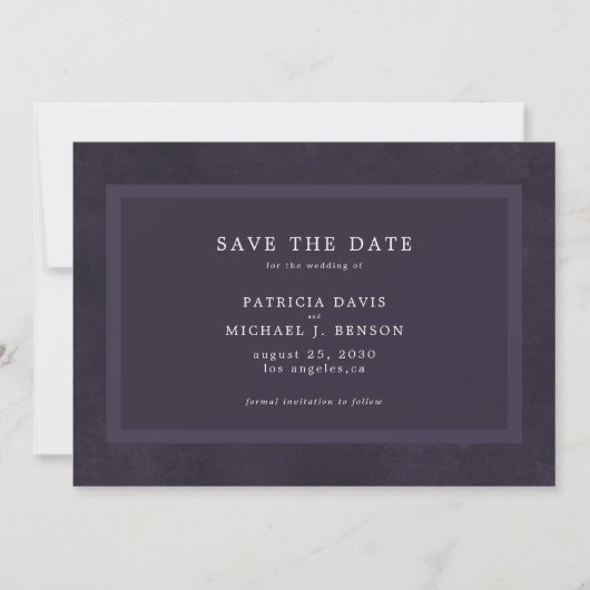 Einfache lila Hochzeit Save The Date (Vorderseite)