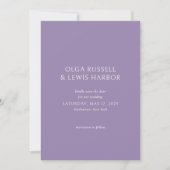 Einfache Lila Hochzeit Save The Date (Vorderseite)