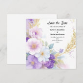 Einfache Lila Hochzeit Speichern Sie die Datumskar Save The Date (Vorne/Hinten)