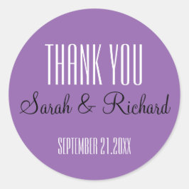 Einfache Lila Hochzeit Vielen Dank Runder Aufkleber