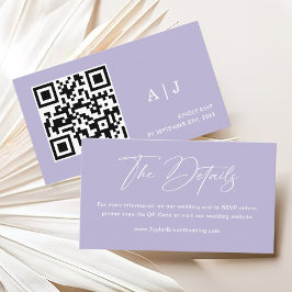 Einfache Lila Hochzeitsdetails Begleitkarte