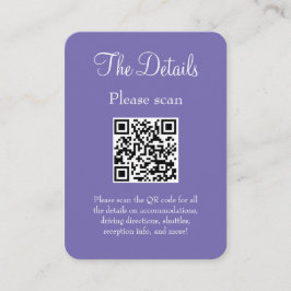 Einfache Lila Hochzeitsdetails mit QR-Code Begleitkarte