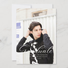 Einfache lila Kalligrafie Foto Schwarz Abschluss  Einladung