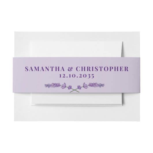 Einfache Lila Lavendel Wasserfarbenhochzeit Einladungsbanderole (Vorderseite Beispiel)
